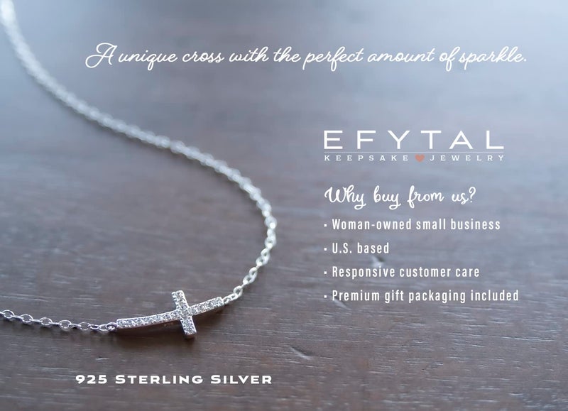 EFYTAL Sideways Cross Necklace for Women, Dainty 925 Sterling Silver Cross Necklaces for Women, Baptism Gifts for Girl, Confirmation Gifts for Teen Girls, First Communion, Christian - Image 3